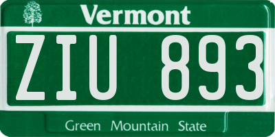 VT license plate ZIU893