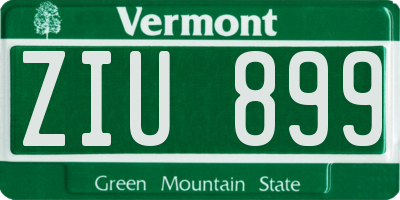 VT license plate ZIU899
