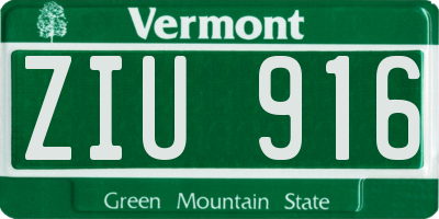 VT license plate ZIU916