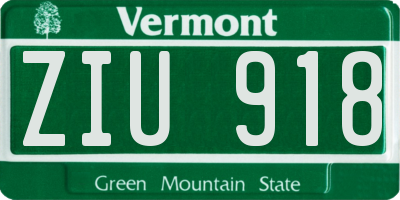 VT license plate ZIU918