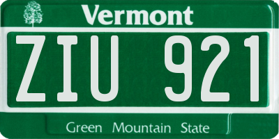 VT license plate ZIU921