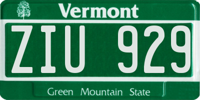VT license plate ZIU929