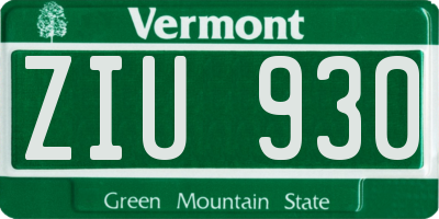 VT license plate ZIU930