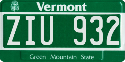 VT license plate ZIU932