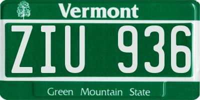 VT license plate ZIU936