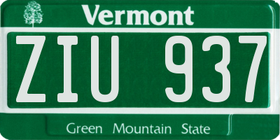 VT license plate ZIU937