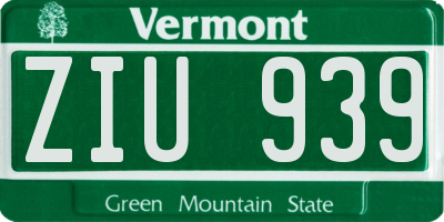 VT license plate ZIU939