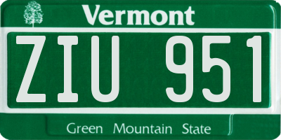VT license plate ZIU951