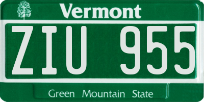 VT license plate ZIU955