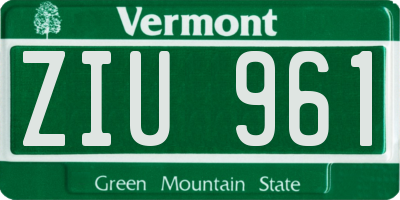 VT license plate ZIU961