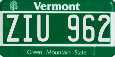 VT license plate ZIU962