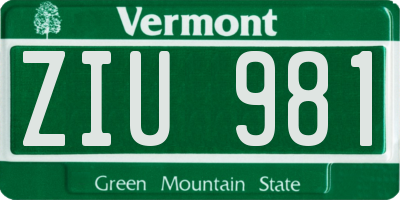 VT license plate ZIU981