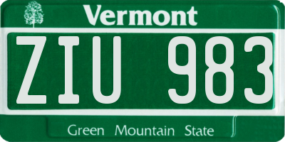 VT license plate ZIU983