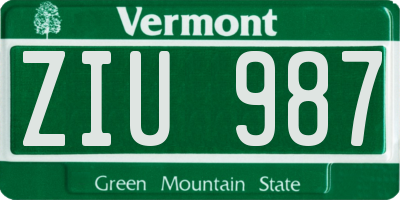 VT license plate ZIU987