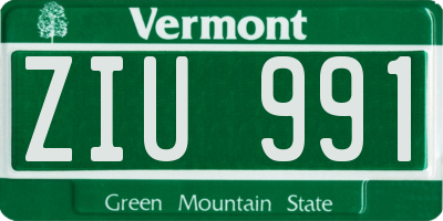 VT license plate ZIU991