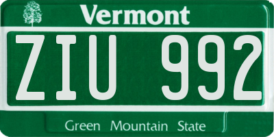 VT license plate ZIU992