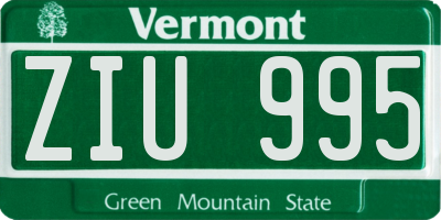 VT license plate ZIU995