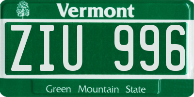VT license plate ZIU996