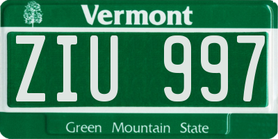 VT license plate ZIU997