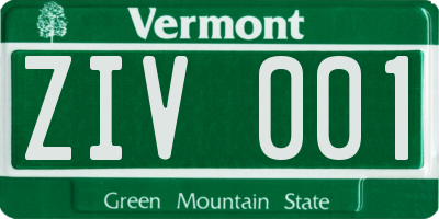 VT license plate ZIV001