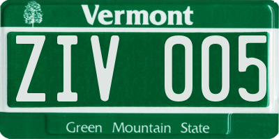 VT license plate ZIV005