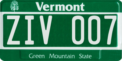 VT license plate ZIV007