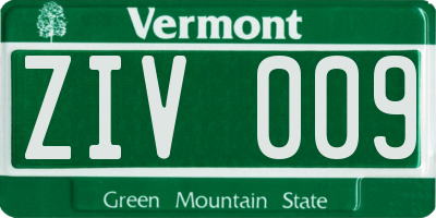 VT license plate ZIV009