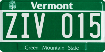 VT license plate ZIV015
