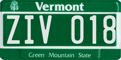 VT license plate ZIV018