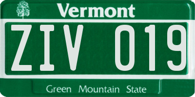 VT license plate ZIV019