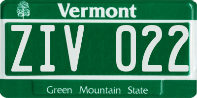 VT license plate ZIV022