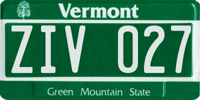 VT license plate ZIV027