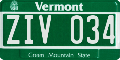 VT license plate ZIV034