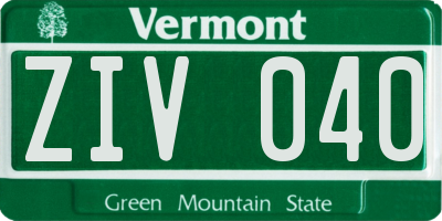 VT license plate ZIV040