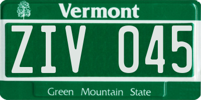 VT license plate ZIV045