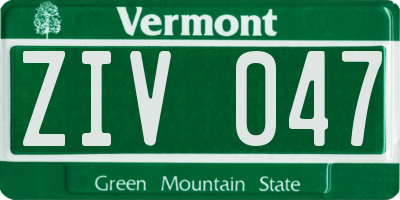 VT license plate ZIV047