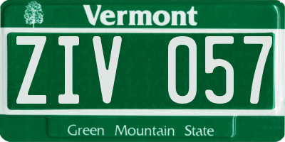 VT license plate ZIV057