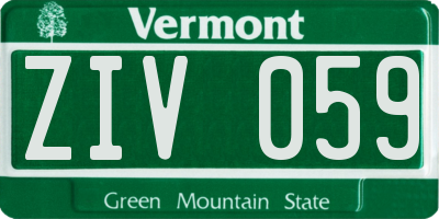 VT license plate ZIV059