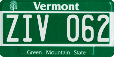 VT license plate ZIV062
