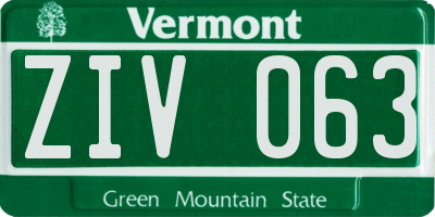 VT license plate ZIV063