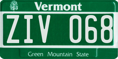 VT license plate ZIV068