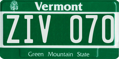 VT license plate ZIV070
