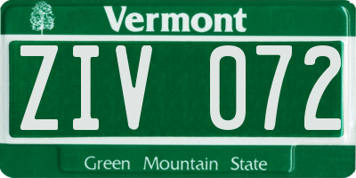 VT license plate ZIV072
