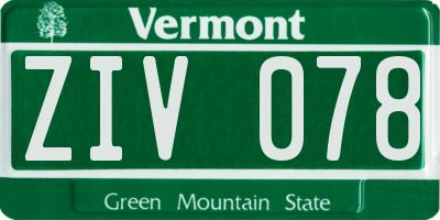 VT license plate ZIV078