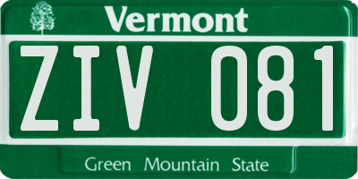VT license plate ZIV081