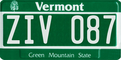 VT license plate ZIV087