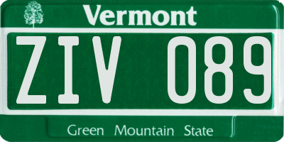 VT license plate ZIV089