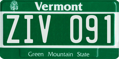 VT license plate ZIV091