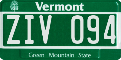 VT license plate ZIV094
