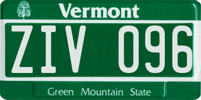 VT license plate ZIV096